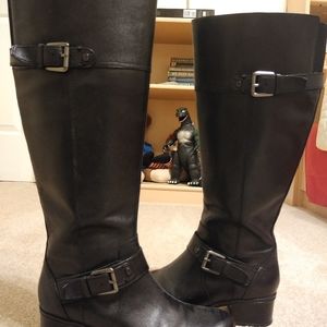 Bandolino wide calf black leather boots 6